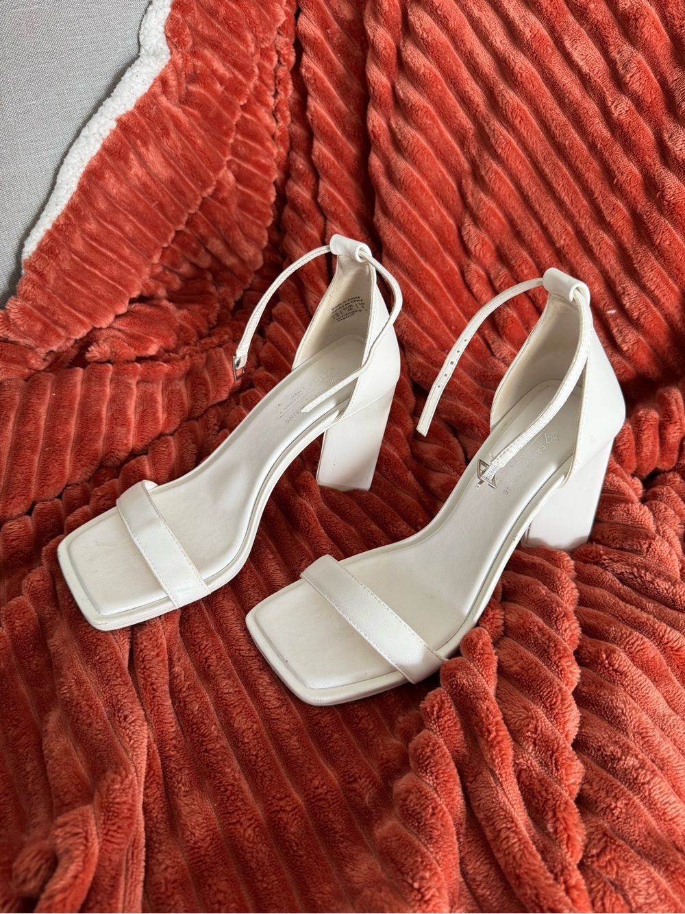 Call It Spring White Ankle-Strap Block Heels